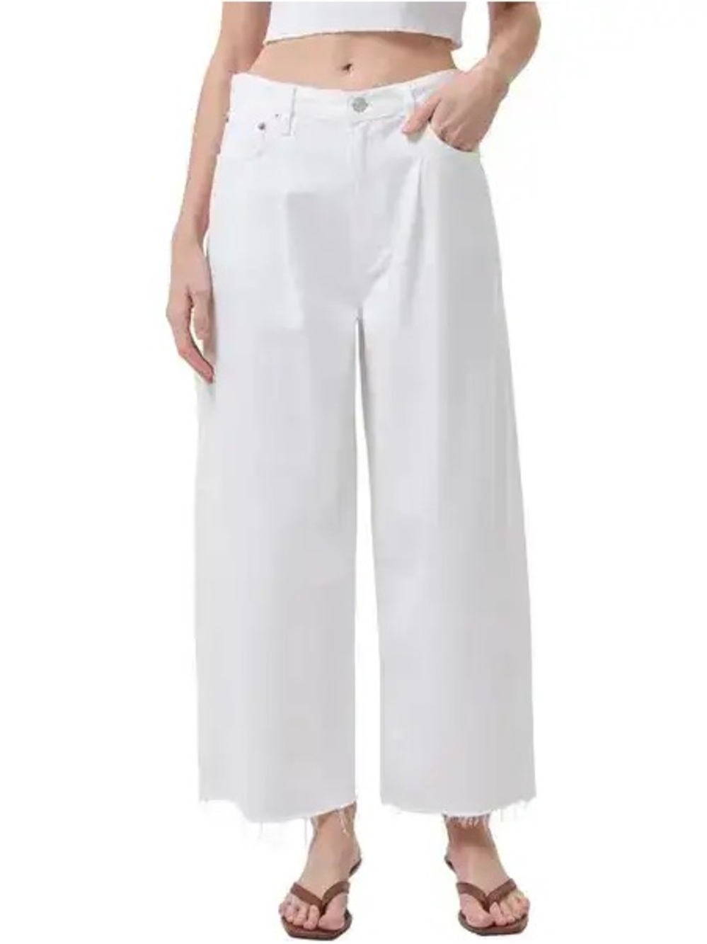 Agolde Dagna Pleated Raw Hem Crop Baggy Jeans